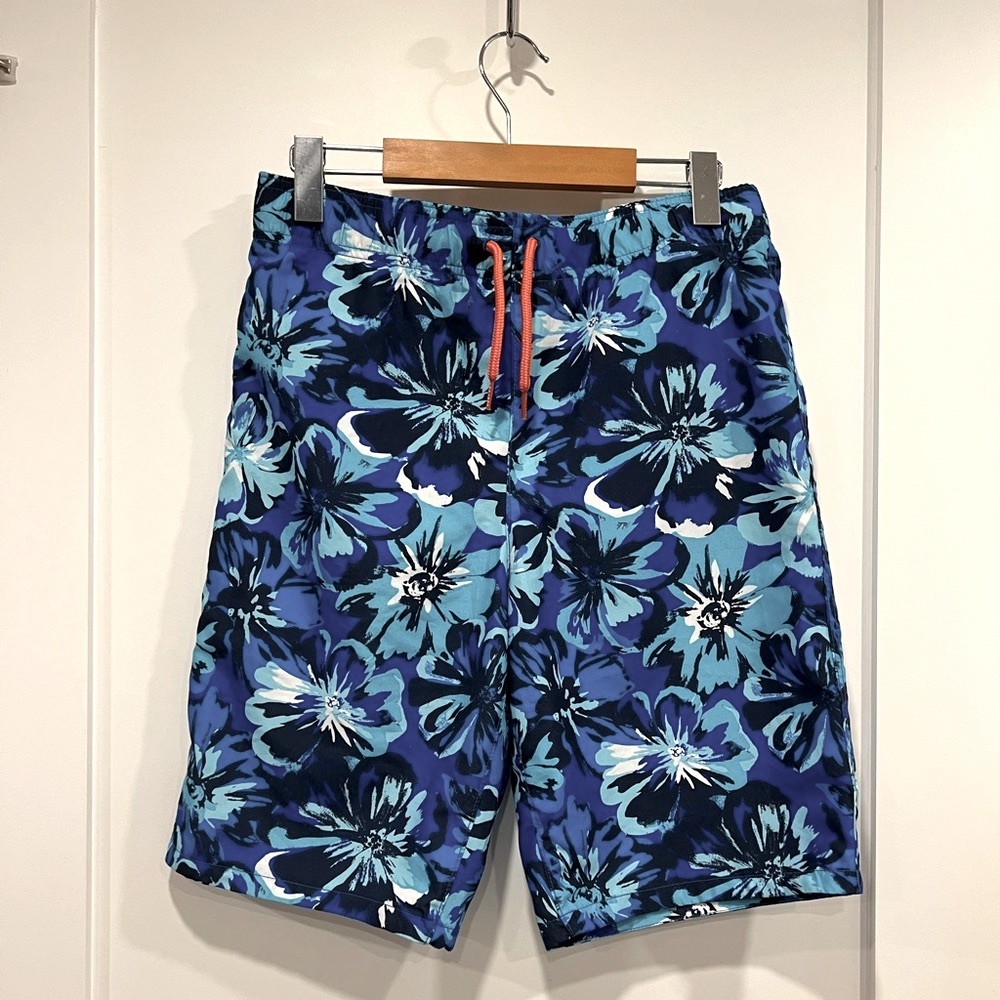 Abercrombie Kids Blue and Black Floral Swim Shorts